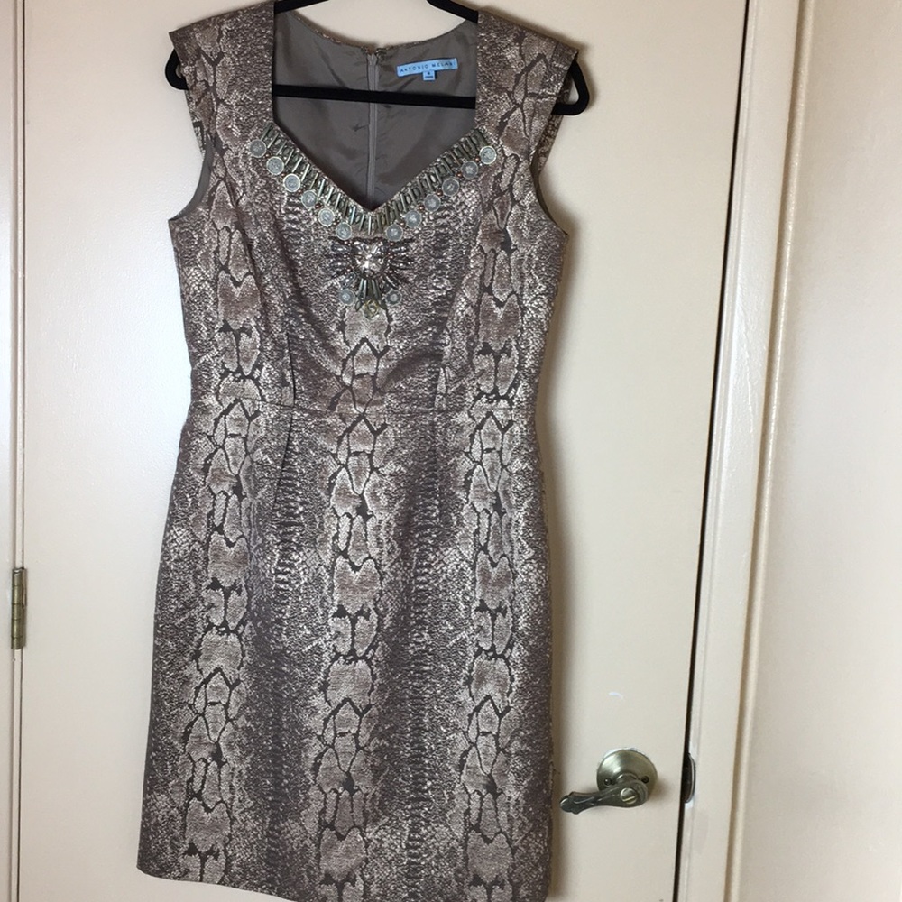 Antonio Melani size 6 metallic snake skin dress